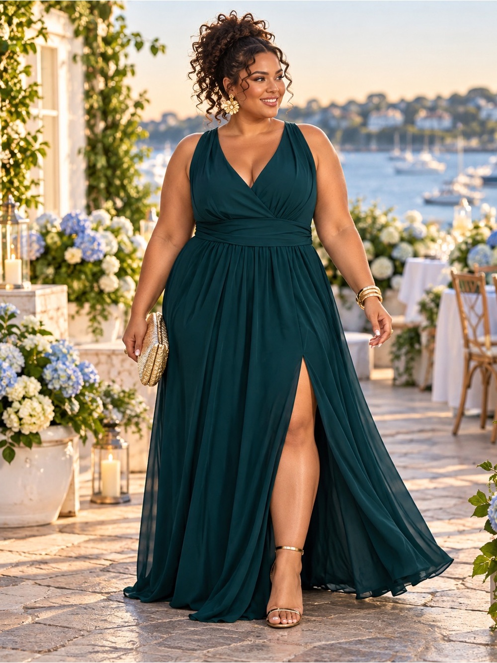 NWOT Lulu's Emerald Green Surplice Maxi Dress Sizes 1X=16/18